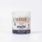 Aiwibi Baby Cotton Swabs 100pcs Pack - Natural Bamboo Stick with Safety Shape for Babies